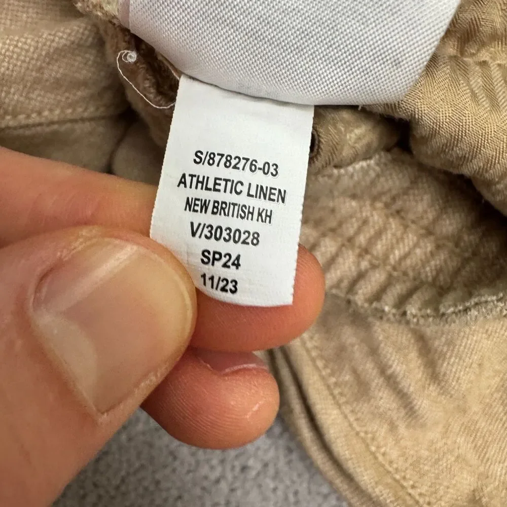 Banana Republic Athletic Fit Linen Cotton Blend Drawstring Pants Men 34x30 Tan